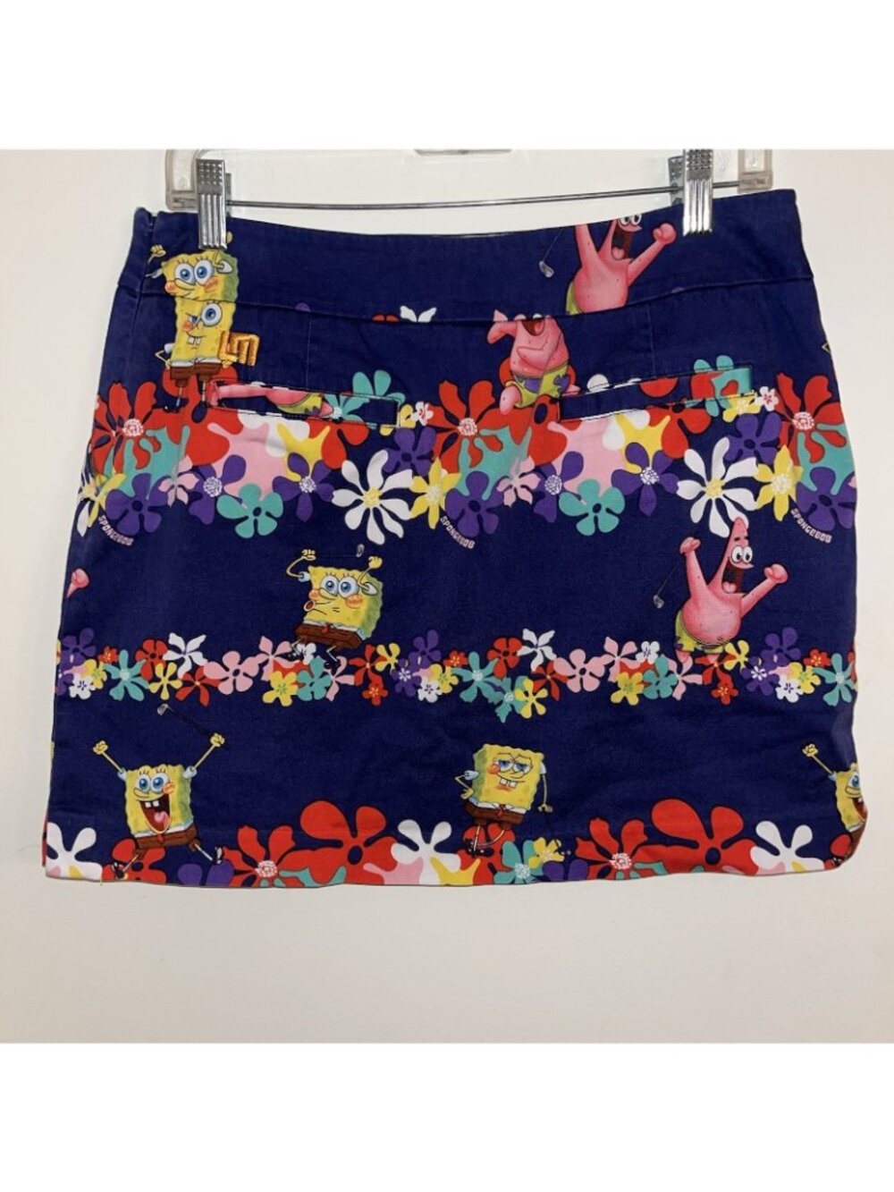 Loudmouth Ladies Golf SpongeBob SquarePants and Patrick Floral Skort Navy Size 8 - Picture 4 of 12